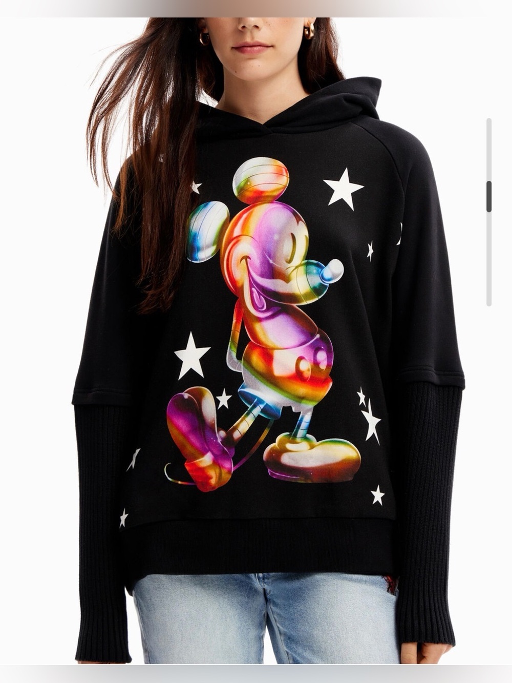 Desigual Oversized Mickey Mouse Hoodie Size M